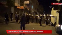 Gaziantep'te yol kapatan örgüt yandaşlarına polis müdahale etti