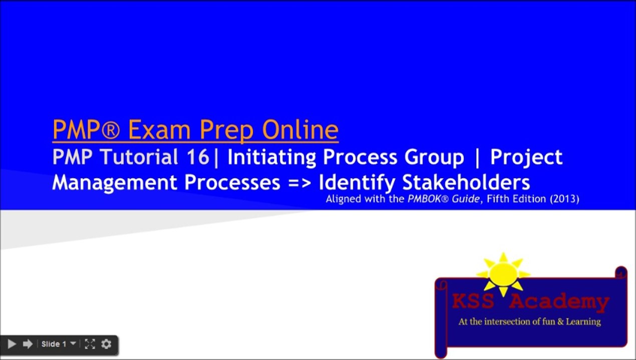 PMP® Exam Prep Online, PMP Tutorial 16 | Initiating Process Group | PM Processes => Identify Stakeholders | Salience Model | Power / Interest Grid