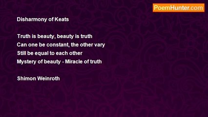 shimon weinroth - Disharmony of Keats