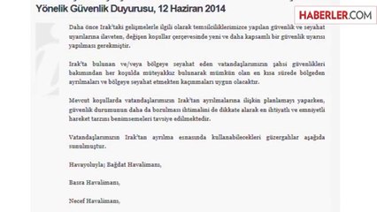 Dışişleri Bakanlığı'ndan Irak Çağrısı: Bölgeyi Terk Edin