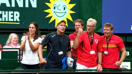 Dustin Brown lobs Rafa Nadal