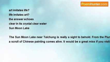 john tiong chunghoo - Travel Taiwan Haiku -  Sun Moon Lake