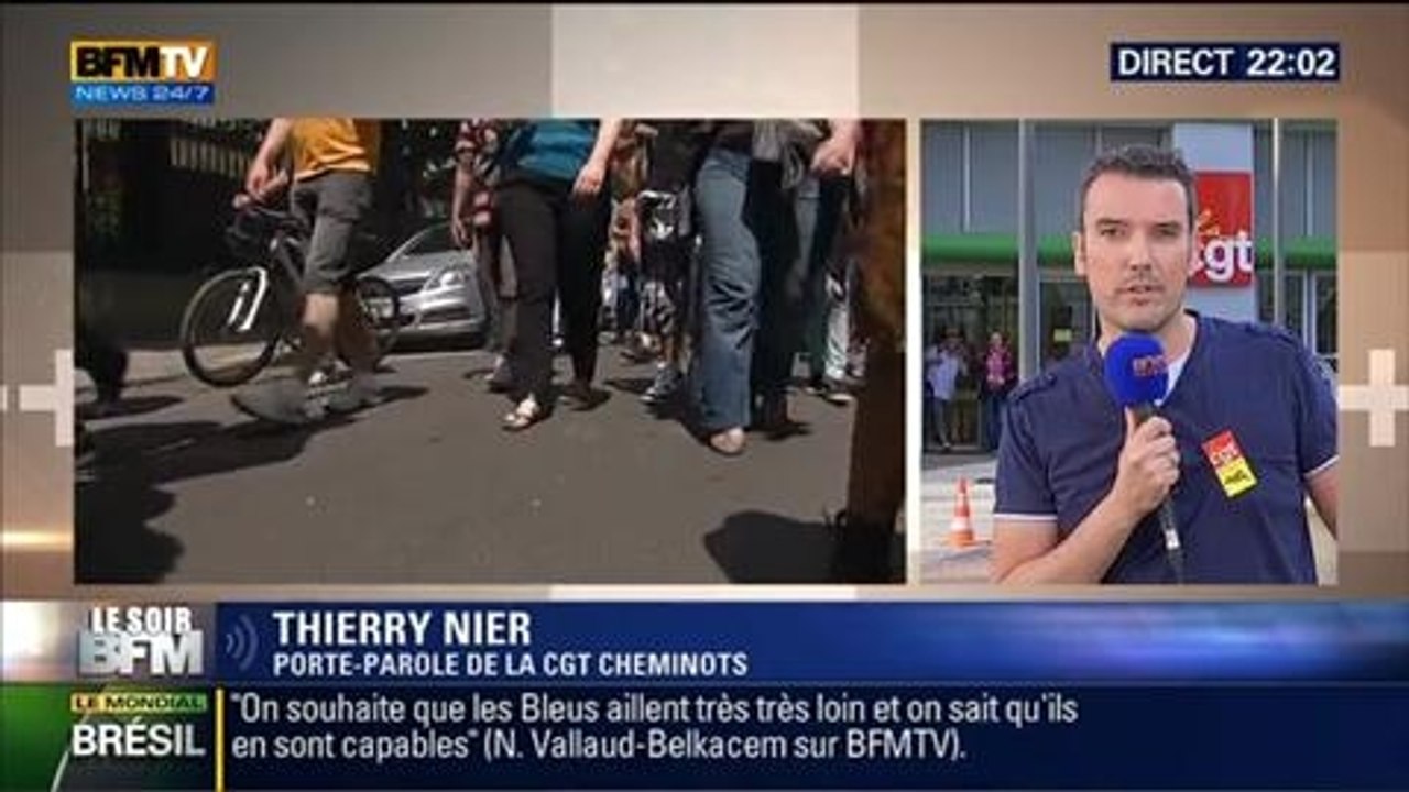 Le Soir BFM: SNCF: la CGT-cheminots et SUD-Rail appellent à "poursuivre et amplifier" le mouvement - 12/06 1/7