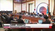 President Park expected to announce Cabinet reshuffle Friday