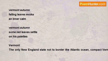 john tiong chunghoo - Travel Haiku - Vermont Autumn