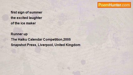 john tiong chunghoo - Prize Winning Haiku - First Sign of Summer (United Kingdom)