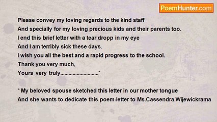 nimal dunuhinga - A letter like a poem