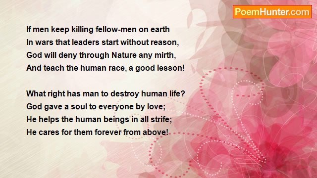 Dr John Celes - Sonnet: Wars Must Cease- Thou Shalt Not Kill!