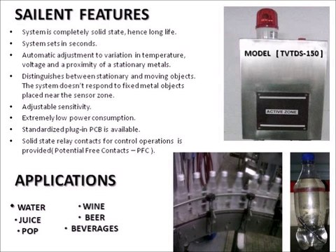 Vent Tube Metal Detection System for Juices / Carbonated Drinks / Beverages Industry.