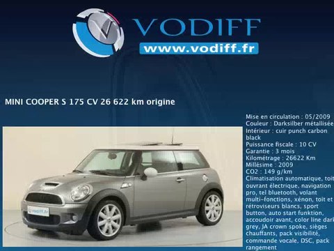VODIFF : MINI OCCASION ALSACE : MINI COOPER S 175 CV 26 622 km origine