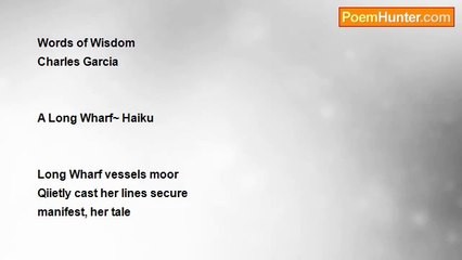 Charles Garcia - A Long Wharf~ Haiku
