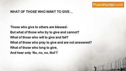 Shalom Freedman - What Of Those Who Want To Give...