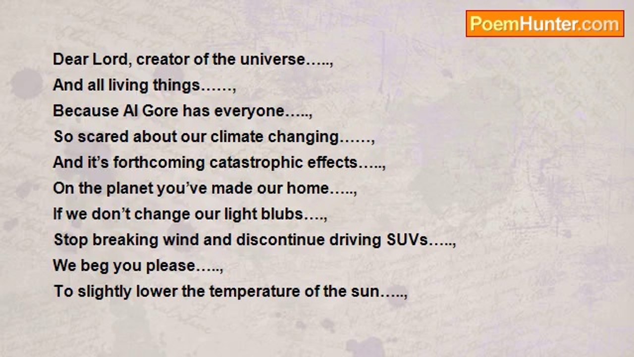 Trade Martin - “Prayer To End Global Warming” (And make breaking wind*** OK)