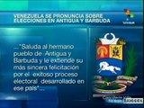 Venezuela felicita a Antigua y Barbuda por exitoso proceso electoral