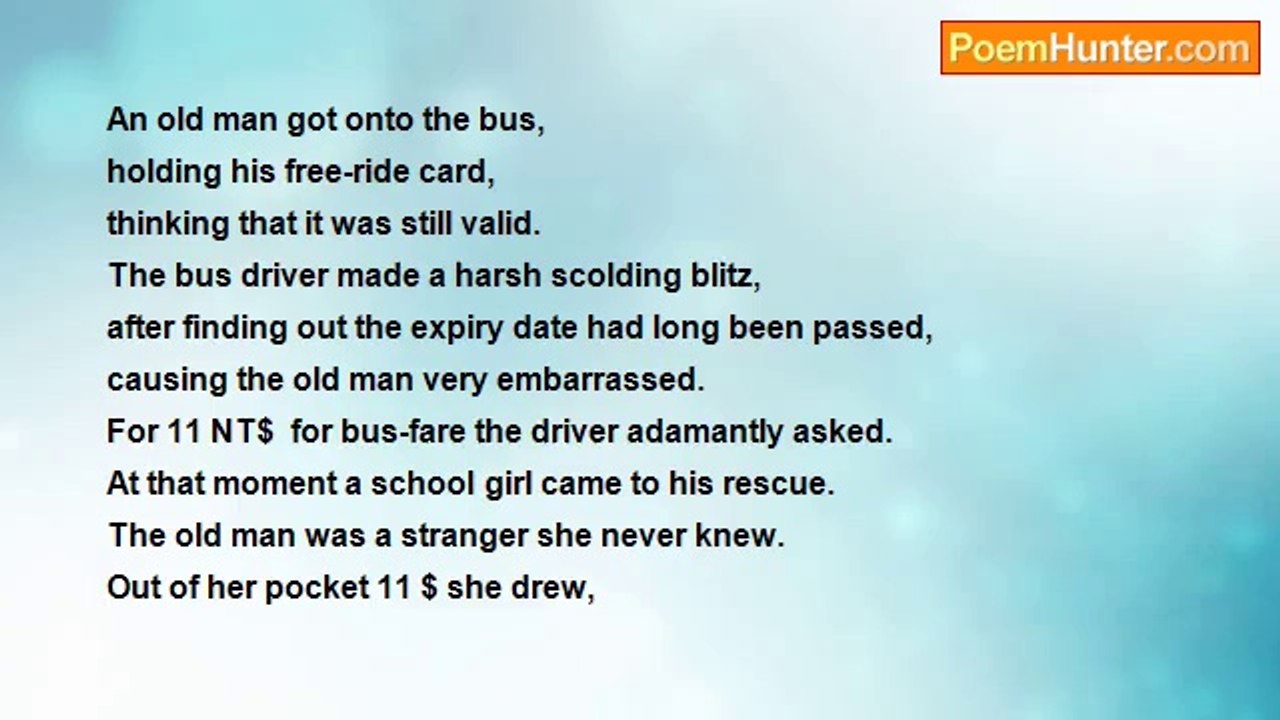 U Win Kyi - A Random Act Of Kindness (1)   paying the bus fare.