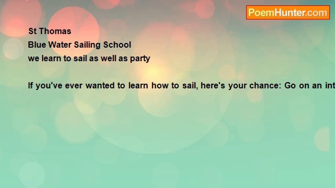 john tiong chunghoo - Travel Haiku - St Thomas Blue Water Sailing School (The Caribbean)