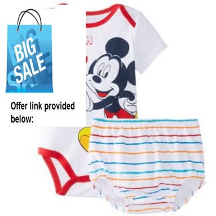 Best Deals Disney Baby Baby-Boys Newborn Mickey Diaper Cover Set- White Review