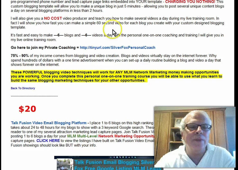 Silver Fox Personal Coaching Training For Your MLM Multi-Level Network Marketing Opportunity Business.