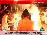 MQM workers celebrating & fire works at Multan house after 2nd day Mr Altaf Hussain released on bail