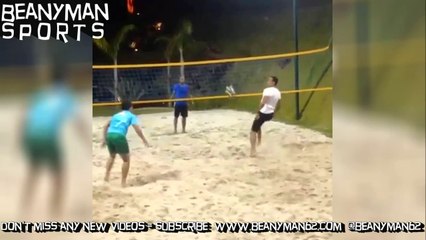 Rio Ferdinand Plays Footvolley With Rafael & Fabio Da Silva