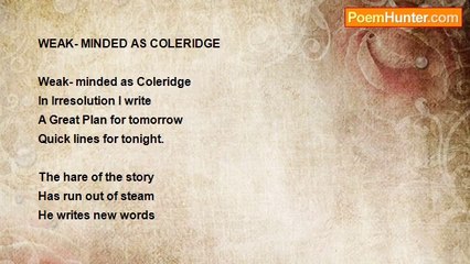 Shalom Freedman - Weak-Minded As Coleridge