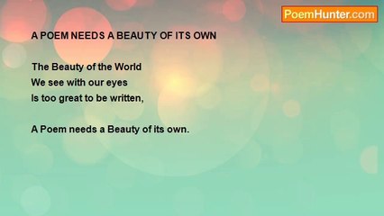 Shalom Freedman - A Poem Needs A Beauty Of Its Own