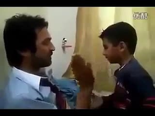 Father and son in the son and is slugging the