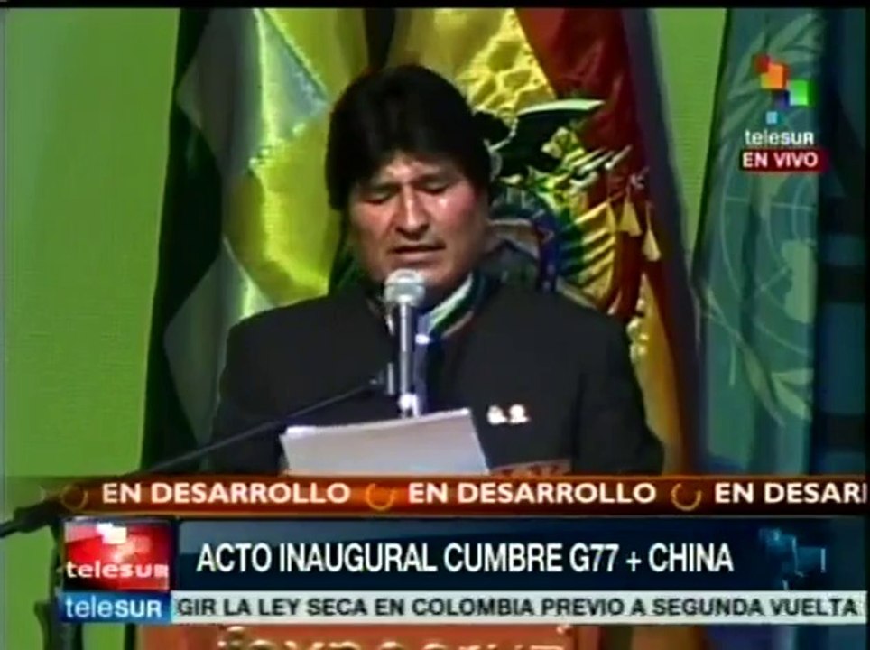 Construir otro mundo, propone Evo, y que pueblos sean los arquitectos