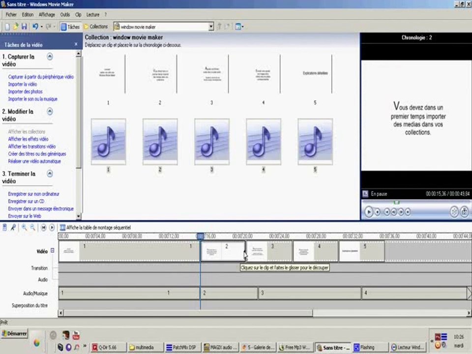 Créer une video avec Window Movie Maker images + sons partie 1