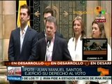 Santos llama a los colombianos a votar en paz