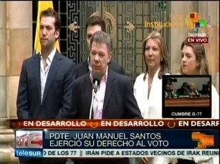 Santos llama a los colombianos a votar en paz