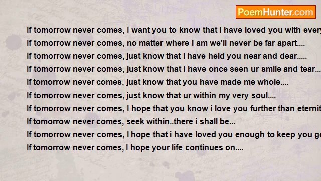 unique unique - If tomorrow never comes...