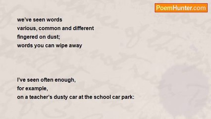 Raj Arumugam - words on  dusty surfaces
