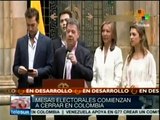 Adeptos llegan a la sede de campaña del presidente Juan Manuel Santos