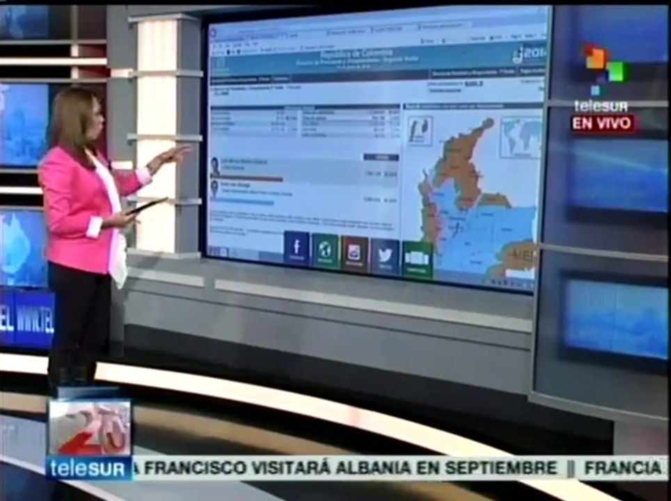 Juan Manuel Santos logra reelección con 7 millones 804 mil 129 votos