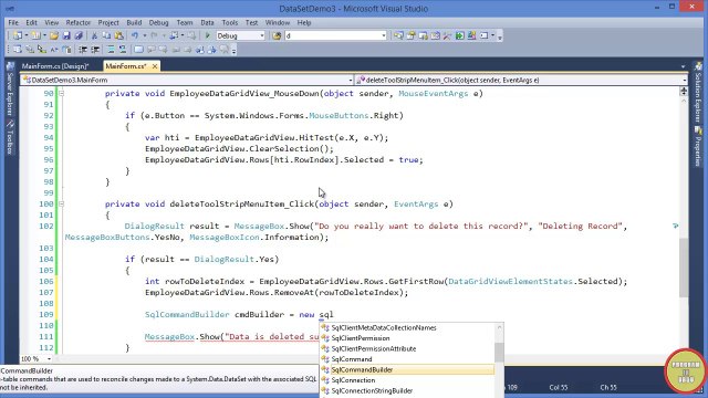P7-DataSets and DataTable In Urdu - SqlCommandBuilder (Delete)