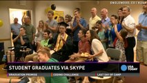 Paralyzed teen attends high school graduation via Skype