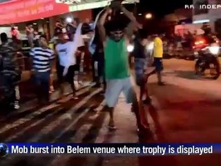 Protestors in Belem move on world cup trophy show venue