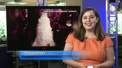 Baby attached to wedding dress dragged down aisle | ZoomIN