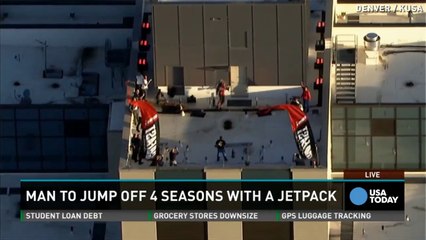 Man straps on jet pack to get aerial view of Denver