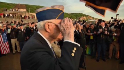 Raw: US D-Day veterans gather at Omaha Beach