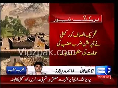 Pakistan Tehreek Insaf (PTI) Core Committee decides to fully support Operation ZarbEAzb in North Waziristan