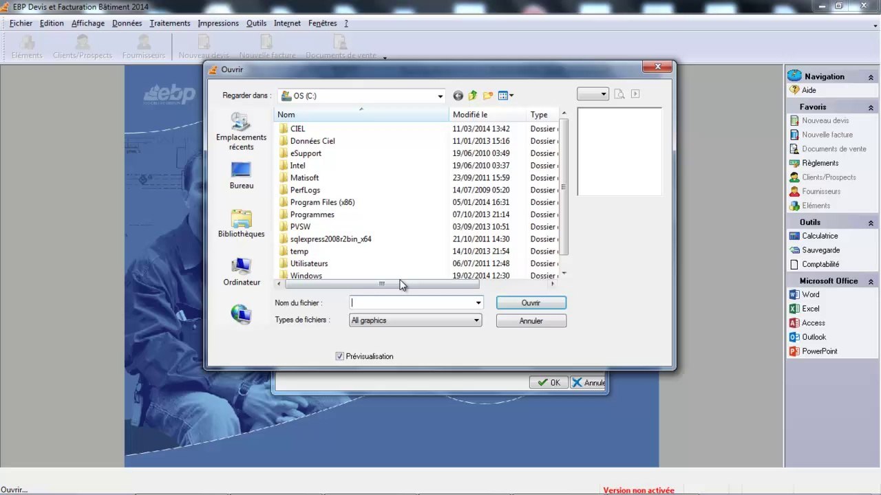 EBP Devis Facturation  Bâtiment : Assistant creation du dossier