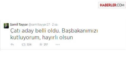 Tayyar: Çatı Aday Belli Oldu, Başbakanımızı Kutluyorum