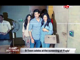 Fugly Movie  Bollywood actors at the screening of Fugly