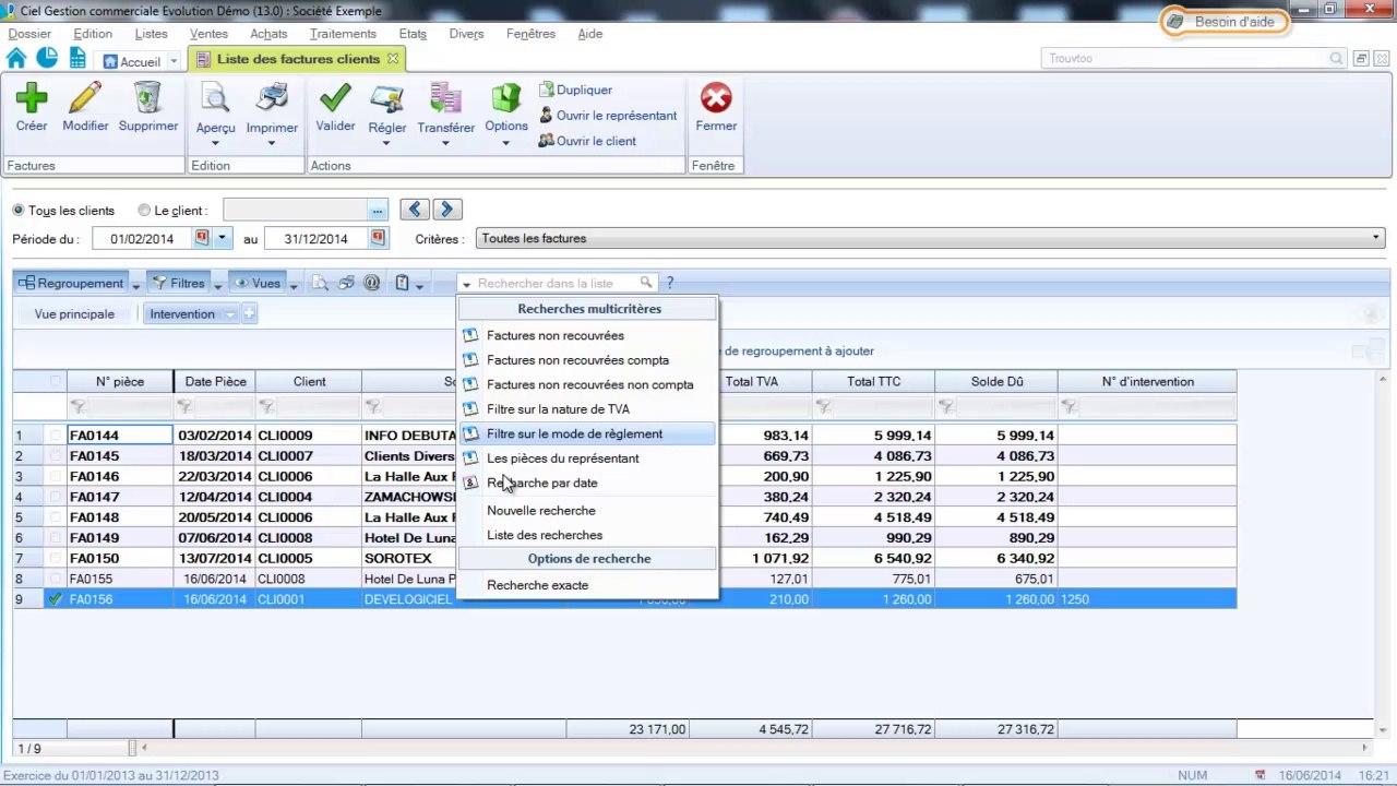 CIEL Gestion Commerciale : les filtres - vues - recherches multicritères