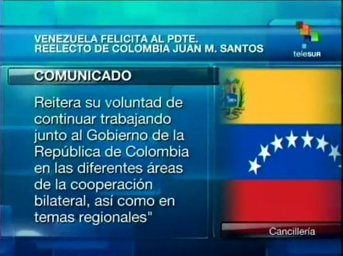 Venezuela saluda reelección de Juan Manuel Santos