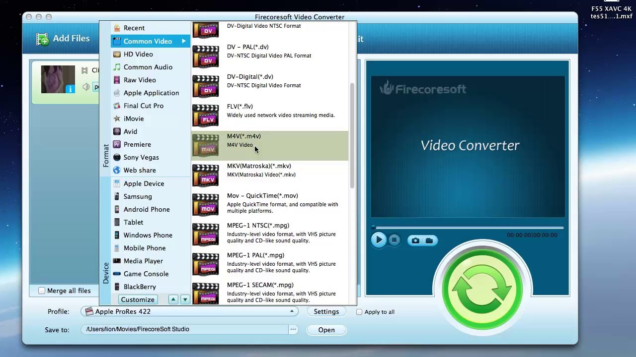Firecoresoft XAVC converter for mac convert xavc file on mac