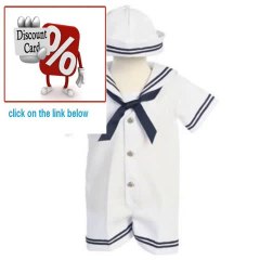 Best Deals White Sailor Romper - Navy Trim with Hat Review