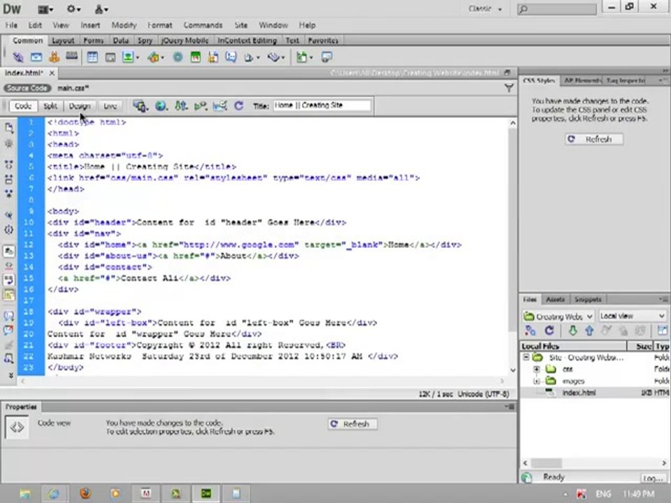 Creating Website Dreamweaver CS6  09